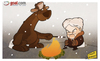 Cartoon: Hiddink has money to burn (small) by omomani tagged anzhi,makhachkala,bear,guus,hiddink,holland,netherlands,russia,russian,premier,league