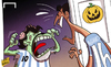 Cartoon: Maradona gives Aguero a scare (small) by omomani tagged aguero,argentina,diego,maradona,halloween,manchester,city