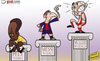 Cartoon: Messi targets Muller goal record (small) by omomani tagged barcelona,bayern,munich,brazil,gerd,muller,messi,pedestal,pele