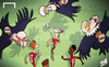 Cartoon: Real vultures close in on Suarez (small) by omomani tagged zinedine,zidane,perez,ancelotti,suarez,daniel,sturridge,steven,gerrard,real,madrid,liverpool