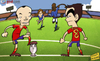 Cartoon: Spain look to tiki-taka (small) by omomani tagged balotelli euro 2012 iniesta italy pirlo spain xavi