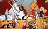 Cartoon: Tears and cheers (small) by omomani tagged david,platt,fa,cup,ferguson,gareth,bale,mancini,premier,league,rafael,benitez,redknapp,roberto,martinez,scholes,suarez,van,persie,wenger