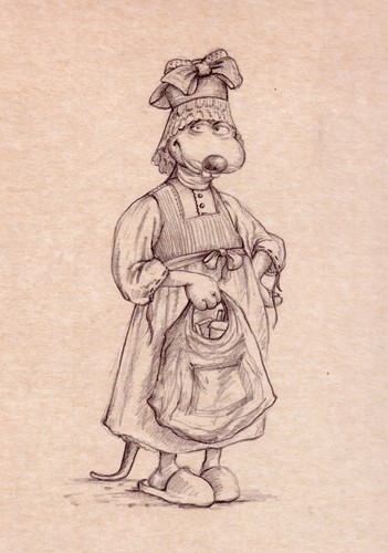 Cartoon: Bäuerin in Tracht (medium) by Uschi Heusel tagged alma,ludwig,ratten,tracht,prügel,seconhand,ehejubiläum