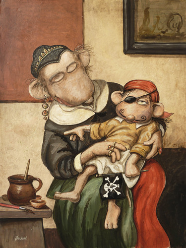 Cartoon: Der Erstgeborene (medium) by Uschi Heusel tagged märchen,ratte,ludwig,gold,stroh,maskerade