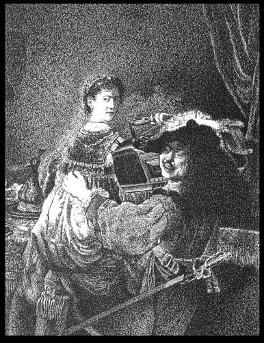 Cartoon: Rembrandt and Saskia (medium) by willemrasingart tagged rembrandt,