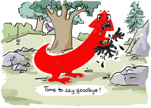 Cartoon: AfD Goodbye (medium) by Pfohlmann tagged afd,verbotsantrag,parteiverbot,demokratie,verfassung,grundgesetz,dinosaurier,aussterben,rechtsextremismus,verfassungsfeindlich,evolution,goodbye,afd,verbotsantrag,parteiverbot,demokratie,verfassung,grundgesetz,dinosaurier,aussterben,rechtsextremismus,verfassungsfeindlich,evolution,goodbye