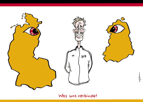 Cartoon: Klopp-Einigkeit (medium) by Pfohlmann tagged klopp,bundestrainer,fußball,dfb,niederlagen,sport,deutscheeinheit,deutschland,einheit,feiertag,ost,west,fußballfans