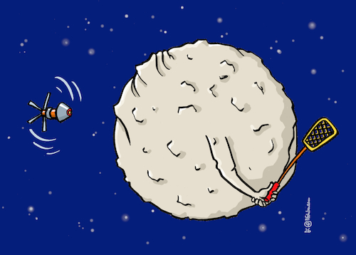 Cartoon: Mondklatsche (medium) by Pfohlmann tagged mond,weltall,artemis,mondmission,astronauten,menschheit,technologie,fliegenklatsche,schädlingsbekämpfung,nasa,rakete,kapsel,orion,forschung,neugier,invasion,mond,weltall,artemis,mondmission,astronauten,menschheit,technologie,fliegenklatsche,schädlingsbekämpfung,nasa,rakete,kapsel,orion,forschung,neugier,invasion