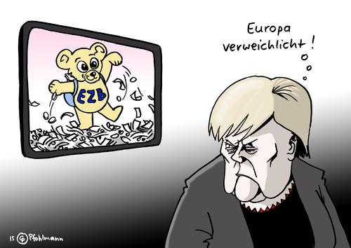 Cartoon: Verweichlichtes Europa (medium) by Pfohlmann tagged niedrigzinsen,zinsen,euro,teddybär,teddy,bundesregierung,reformanstrengungen,reformen,verweichlichen,wirtschaftswachstum,geld,ankauf,staatsanleihen,ezb,merkel,eu,europa,deutschland,farbe,color,2015,cartoon,karikatur,karikatur,cartoon,2015,color,farbe,deutschland,europa,eu,merkel,ezb,staatsanleihen,ankauf,geld,wirtschaftswachstum,verweichlichen,reformen,reformanstrengungen,bundesregierung,teddy,teddybär,euro,zinsen,niedrigzinsen