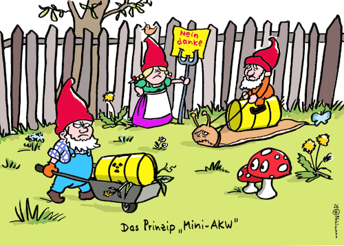 Cartoon: Zwergen-AKW (medium) by Pfohlmann tagged kernkraft,atomkraft,akw,energie,smr,miniakw,technologie,umwelt,eu,leyen,gartenzwerge,atommüll,kitsch,endlager,kernkraft,atomkraft,akw,energie,smr,miniakw,technologie,umwelt,eu,leyen,gartenzwerge,atommüll,kitsch,endlager
