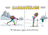 Cartoon: Bierathlon (small) by Pfohlmann tagged bier,wirtschaft,absatzkrise,bierkonsum,olympiade,winterspiele,wintersport,biathlon,bierfass,trinken,alkohol,pr,werbung
