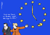 Cartoon: Fünf-Uhr-Logo (small) by Pfohlmann tagged karikatur,cartoon,color,farbe,2014,europa,eu,merkel,cameron,logo,tee,fünf,uhr,fünfuhrtee,großbritannien,england,englisch,five,clock,zugeständnis,kommission,präsident,juncker,austritt,europäische,union