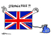 Cartoon: Strong and Free (small) by Pfohlmann tagged karikatur,cartoon,2016,color,farbe,euro,eu,brexit,referendum,ergebnis,großbritannien,vorteile,verhandlungen,subventionen,rosinen,volksabstimmung,geld,etat,flagge,fahne