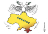 Cartoon: Taubenstress (small) by Pfohlmann tagged karikatur,cartoon,color,farbe,2014,ukraine,russland,eu,krise,einmarsch,friedenstaube,stress,frieden,konflikt