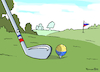 Cartoon: Ukraine-Golf (small) by Pfohlmann tagged ukraine,russland,trump,putin,deal,golfplatz,golfball,großmächte,golfschläger,krieg,frieden,beute