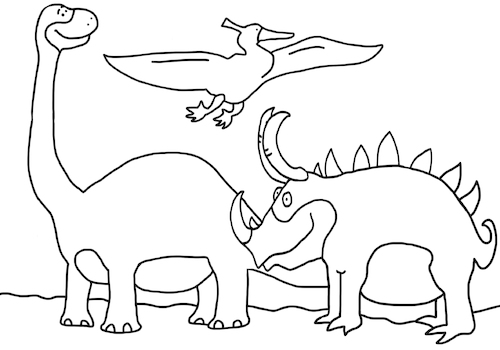 Cartoon: ausmalbild Dinosaurier (medium) by sabine voigt tagged ausmalbild,dinosaurier,saurier,kindergarten,ausmalen,tiere,prähistorisch