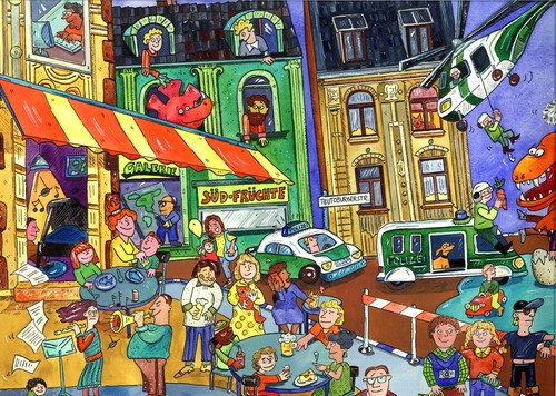 Cartoon: cafe kneipe fussgänger (medium) by sabine voigt tagged cafe,kneipe,fussgänger,innenstadt,urlaub,tourismus