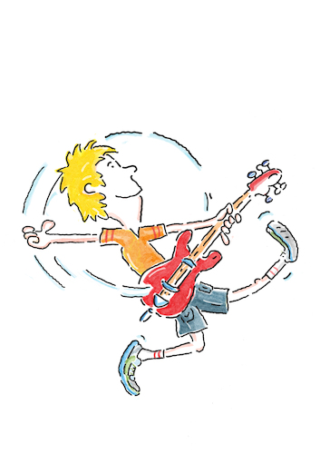 Cartoon: Gitarren Spieler (medium) by sabine voigt tagged gitarre,musik,musiker,rock,beat,band,auftritt,bühne,krach