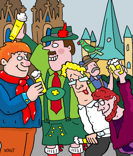 Cartoon: Karneval (medium) by sabine voigt tagged karneval,köln,dom,bayern,kölsch,fasching,party,feiern,tourismus,rhein,verkleiden