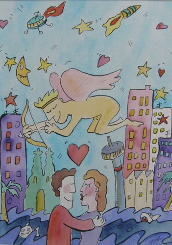 Cartoon: karneval liebe (medium) by sabine voigt tagged karneval,liebe,paar,verlieben,valentinstag