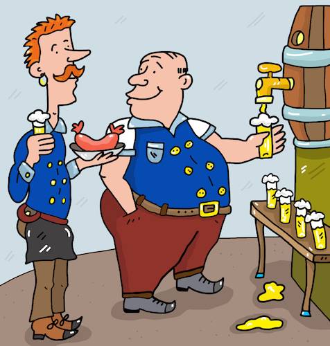 Cartoon: Kellner Kneipe (medium) by sabine voigt tagged kölsch,köbes,kellner,kneipe,bier,trinken,alkohol,köln,karneval,dreigestirn,rhein