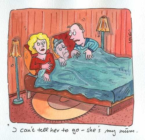 Cartoon: mutter ehe (medium) by sabine voigt tagged mutter,ehe,liebe,schwiegermutter,bett