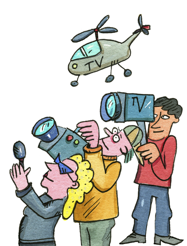 Cartoon: Presse Kamera Fernsehen (medium) by sabine voigt tagged soap,film,filmen,sendung,übertragung,tv,fernsehen,kamera,presse