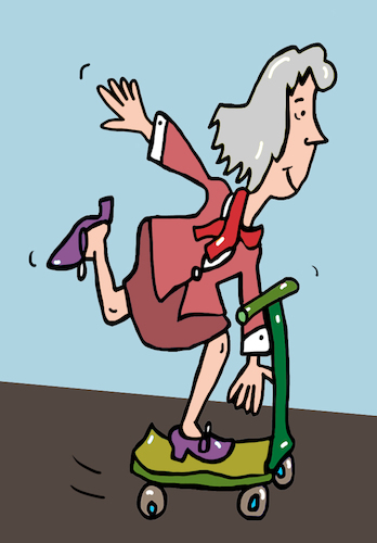 Cartoon: Seniorin auf Scooter (medium) by sabine voigt tagged scooter,roller,ebike,escooter,verkehr,strasse,mobilität,motorrad,cartoon,pflege,oma,seniorin,haushaltshilfe,medizin,pflegeheim,überalterung,alter,senioren