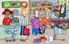 Cartoon: Einkaufen (small) by sabine voigt tagged kaufhaus,ausmalen,einkaufen,geschäfte,läden,kasse,spielzeug,schule,kindergarten,rolltreppe,konsum