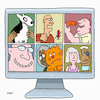 Cartoon: senioren computer (small) by sabine voigt tagged senioren,computer,zoom,team,viewer,online,corona,konferenz,alter,technologie,digitalisering