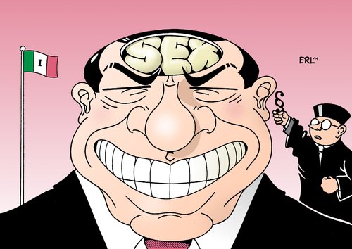 Cartoon: Berlusconi (medium) by Erl tagged berlusconi,italien,ministerpräsident,korruption,skandal,prostituierte,minderjährig,anklage,justiz,richter,paragraph,flagge,silvio berlusconi,italien,ministerpräsident,korruption,skandal,sex,prostituierte,minderjährig,anklage,richter,silvio,berlusconi