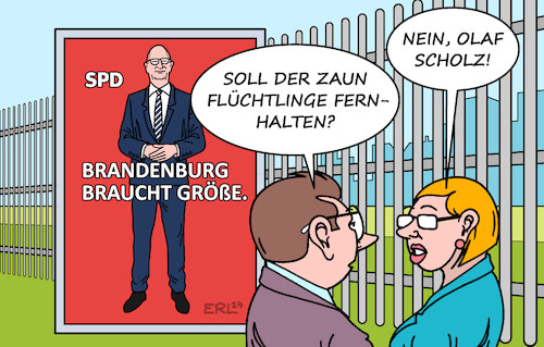 Cartoon: Brandenburg (medium) by Erl tagged politik,wahl,brandenburg,woidke,wahlkampf,zaun,scholz,umfragetief,karikatur,erl,politik,wahl,brandenburg,woidke,wahlkampf,zaun,scholz,umfragetief,karikatur,erl