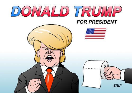 Cartoon: Donald Trump (medium) by Erl tagged donald,trump,präsidentschaftskandidat,republikaner,usa,fernsehduell,rassismus,sexismus,klopapier,karikatur,erl,donald,trump,präsidentschaftskandidat,republikaner,usa,fernsehduell,rassismus,sexismus,klopapier