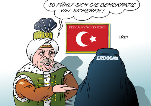 Cartoon: Erdogan II (medium) by Erl tagged wahl,präsident,türkei,erdogan,favorit,demokratie,abbau,macht,ausbau,sultan,osmanisches,reich,herrscher,absolutismus,burka,lichtblick,wahl,präsident,türkei,erdogan,favorit,demokratie,abbau,macht,ausbau,sultan,osmanisches,reich,herrscher,absolutismus,burka,lichtblick