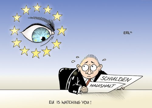 Cartoon: EU is watching you (medium) by Erl tagged eu,euro,krise,schulden,stabilität,haushalt,überwachung,big,brother,eu,euro,krise,schulden,haushalt,stabilität,überwachung,big brother,big,brother