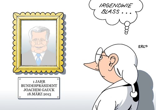 Cartoon: Gauck (medium) by Erl tagged bundespräsident,joachim,gauck,jahr,bürger,beliebtheit,blass,gauck