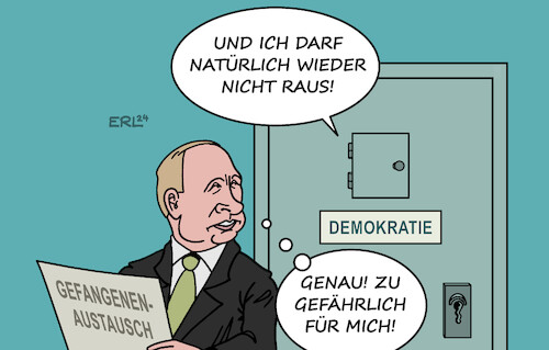 Cartoon: Gefangenenaustausch (medium) by Erl tagged politik,gefangenenaustausch,austausch,26,gefangene,usa,deutschland,polen,slowenien,norwegen,belarus,russland,gefängnis,demokratie,präsident,putin,angst,gefahr,machtverlust,karikatur,erl,politik,gefangenenaustausch,austausch,26,gefangene,usa,deutschland,polen,slowenien,norwegen,belarus,russland,gefängnis,demokratie,präsident,putin,angst,gefahr,machtverlust,karikatur,erl