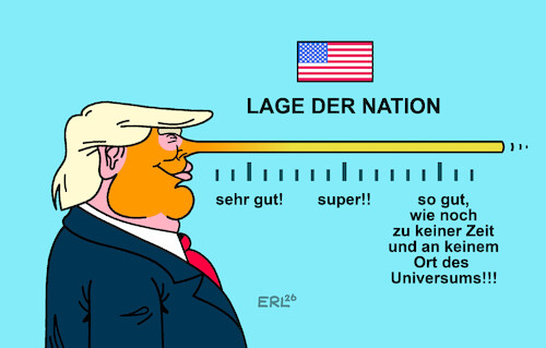 Cartoon: Goldene Nase (medium) by Erl tagged politik,usa,trump,rede,lage,der,nation,lügen,übertreibung,erfindung,fake,news,goldene,nase,pinocchio,karikatur,erl,politik,usa,trump,rede,lage,der,nation,lügen,übertreibung,erfindung,fake,news,goldene,nase,pinocchio,karikatur,erl