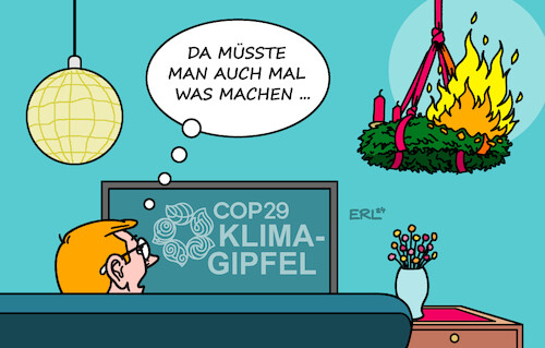 Cartoon: Handlungsbedarf (medium) by Erl tagged illustration,politik,klima,klimawandel,erderwärmung,co2,reduzierung,klimagipfel,absicht,erklärung,rauchen,adventskranz,karikatur,erl,illustration,politik,klima,klimawandel,erderwärmung,co2,reduzierung,klimagipfel,absicht,erklärung,rauchen,adventskranz,karikatur,erl