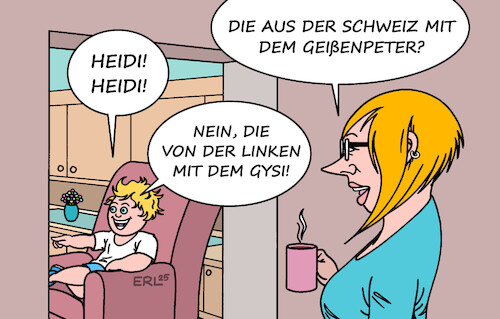 Cartoon: Heidi Reichinnek (medium) by Erl tagged politik,partei,die,linke,star,heidi,reichinnek,tiktok,zeichentrick,serie,kind,mutter,karikatur,erl,politik,partei,die,linke,star,heidi,reichinnek,tiktok,zeichentrick,serie,kind,mutter,karikatur,erl