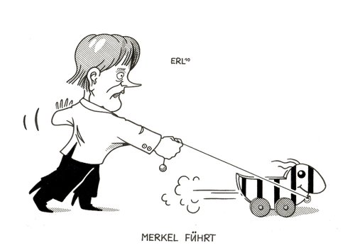Cartoon: Merkel führt (medium) by Erl tagged angela merkel,bundeskanzlerin,bundeskanzler,führungsschwäche,führen,koalition,tigerente,schwarzgelb,angela,merkel