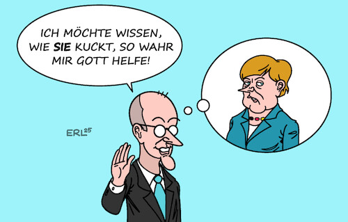 Cartoon: Merz Amtseid (medium) by Erl tagged politik,regierung,regierungswechsel,vereidigung,bundeskanzler,friedrich,merz,triumph,rache,angela,merkel,karikatur,erl,politik,regierung,regierungswechsel,vereidigung,bundeskanzler,friedrich,merz,triumph,rache,angela,merkel,karikatur,erl