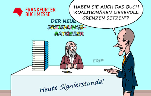 Cartoon: Merz auf der Buchmesse (medium) by Erl tagged politik,frankfurter,buchmesse,erziehung,ratgeber,merz,koalition,streit,erziehungsratgeber,karikatur,erl,politik,frankfurter,buchmesse,erziehung,ratgeber,merz,koalition,streit,erziehungsratgeber,karikatur,erl