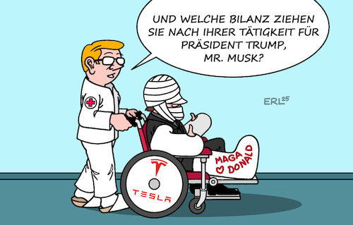 Cartoon: Musk Bilanz (medium) by Erl tagged politik,elon,musk,ende,tätigkeit,präsident,trump,ruf,ruiniert,tesla,absatz,einbruch,karikatur,erl,politik,elon,musk,ende,tätigkeit,präsident,trump,ruf,ruiniert,tesla,absatz,einbruch,karikatur,erl