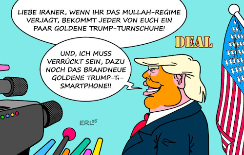 Cartoon: Natürlich zum Vorzugspreis (medium) by Erl tagged politik,welt,nahost,krieg,israel,iran,entscheidung,schicksal,mullah,regime,donald,trump,charakter,deal,karikatur,erl,politik,welt,nahost,krieg,israel,iran,entscheidung,schicksal,mullah,regime,donald,trump,charakter,deal,karikatur,erl
