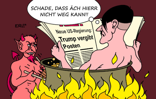 Cartoon: Neue US-Regierung (medium) by Erl tagged politik,usa,wahl,sieger,donald,trump,präsident,vergabe,posten,kabinett,demokratiefeinde,hölle,hitler,teufel,karikatur,erl,politik,usa,wahl,sieger,donald,trump,präsident,vergabe,posten,kabinett,demokratiefeinde,hölle,hitler,teufel,karikatur,erl