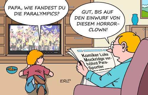 Cartoon: Paralympics (medium) by Erl tagged politik,sport,paralympics,komiker,luke,mockridge,witz,satire,grenze,karikatur,erl,politik,sport,paralympics,komiker,luke,mockridge,witz,satire,grenze,karikatur,erl