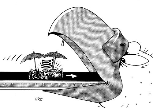 Cartoon: Pleite (medium) by Erl tagged griechenland,schulden,krise,rettungsschirm,hilfspaket,sparen,papandreou,demonstration,streik,pleite