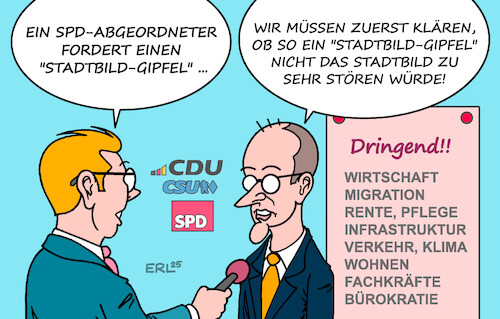 Cartoon: Probleme (medium) by Erl tagged politik,kanzler,merz,stadtbild,diskussion,koalition,verdrängung,probleme,klima,wirtschaft,karikatur,erl,politik,kanzler,merz,stadtbild,diskussion,koalition,verdrängung,probleme,klima,wirtschaft,karikatur,erl