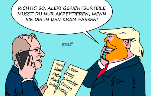 Cartoon: Rechtsbeistand (medium) by Erl tagged politik,innenminister,alexander,dobrindt,csu,ignorieren,gerichtsurteil,zurückweisung,grenze,asyl,justiz,trump,karikatur,erl,politik,innenminister,alexander,dobrindt,csu,ignorieren,gerichtsurteil,zurückweisung,grenze,asyl,justiz,trump,karikatur,erl